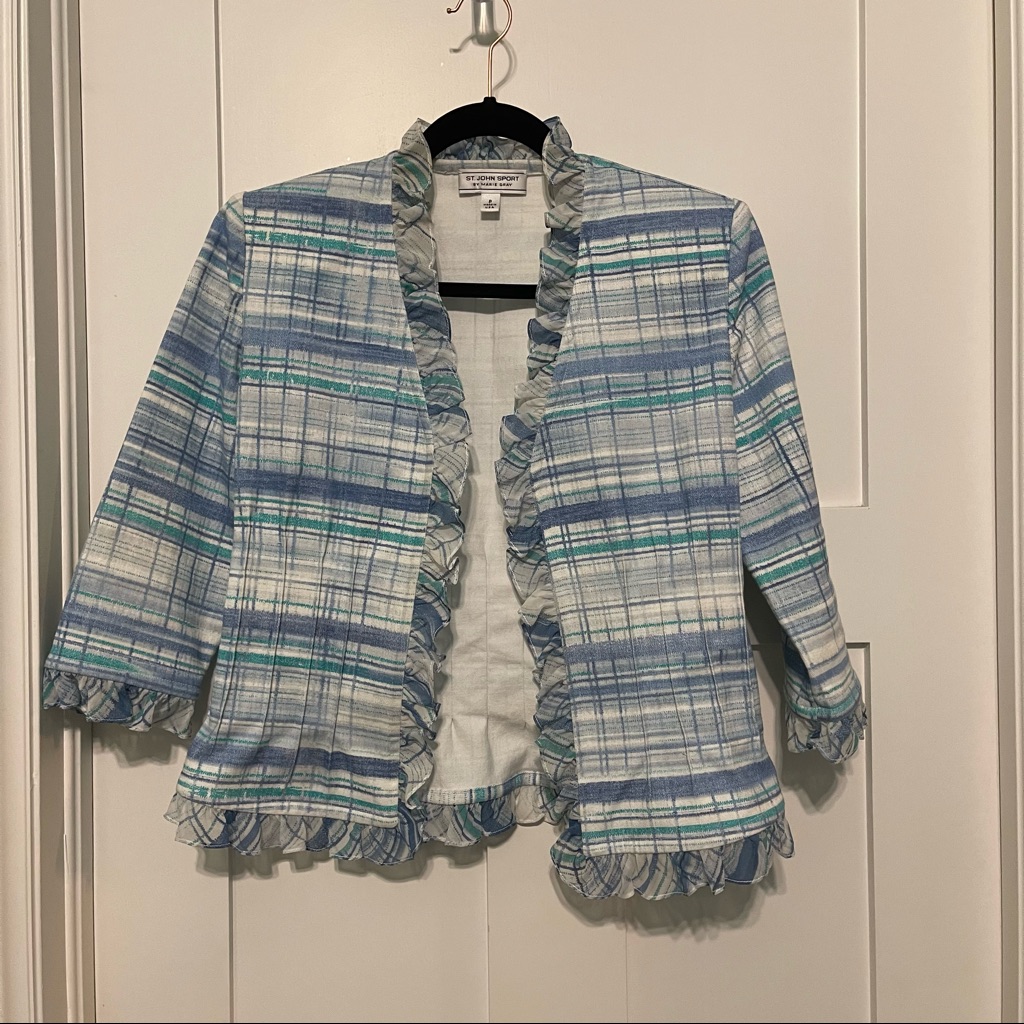 Size Small St. John By Marie Gray Lightweight Plaid Jacket. Preppy. Summer!
